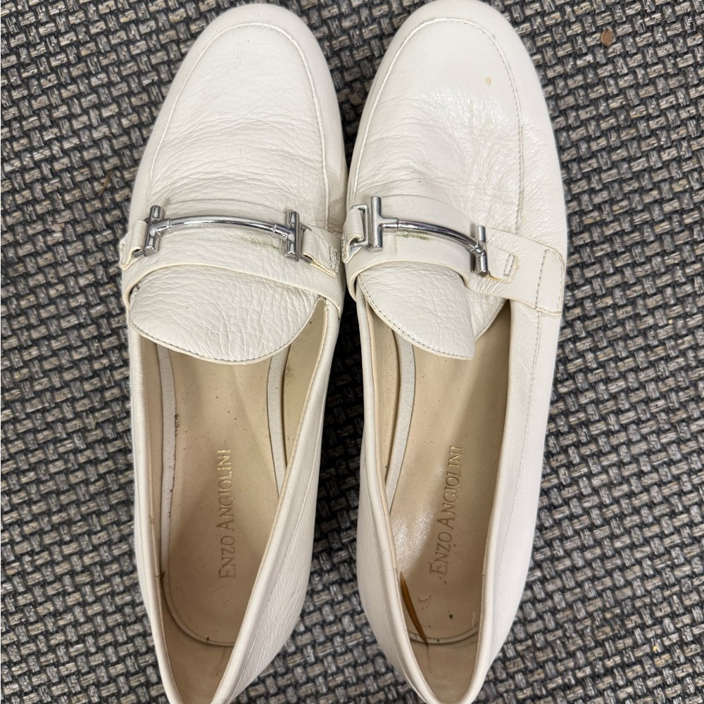 Enzo Angiolini White Flats Slip-On Comfort